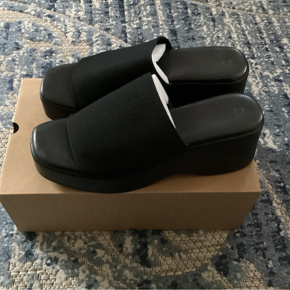 Black Wedge Slip Ons